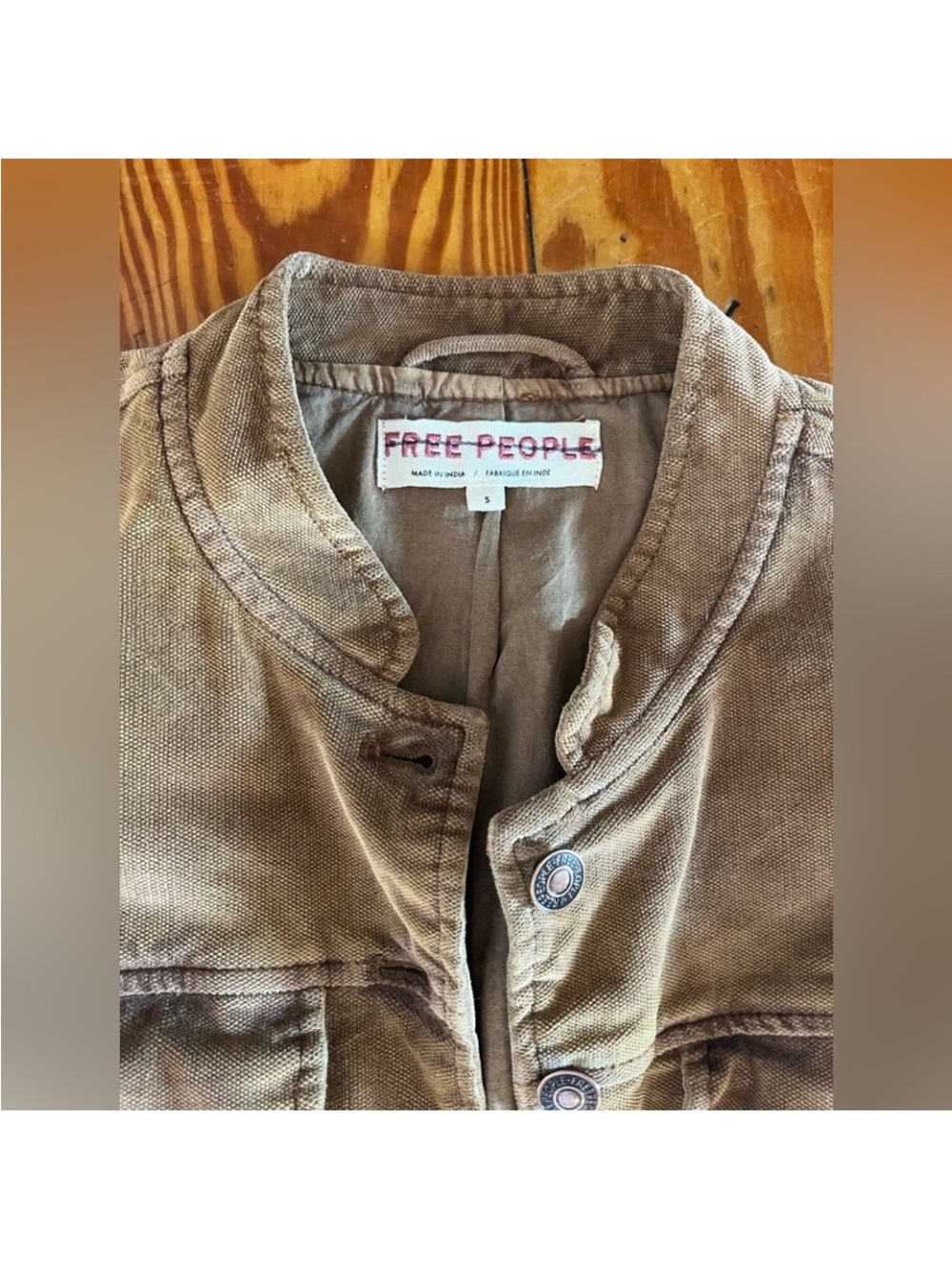 Free People Caramel Suede-Style Button Jacket - Picture 6 of 6